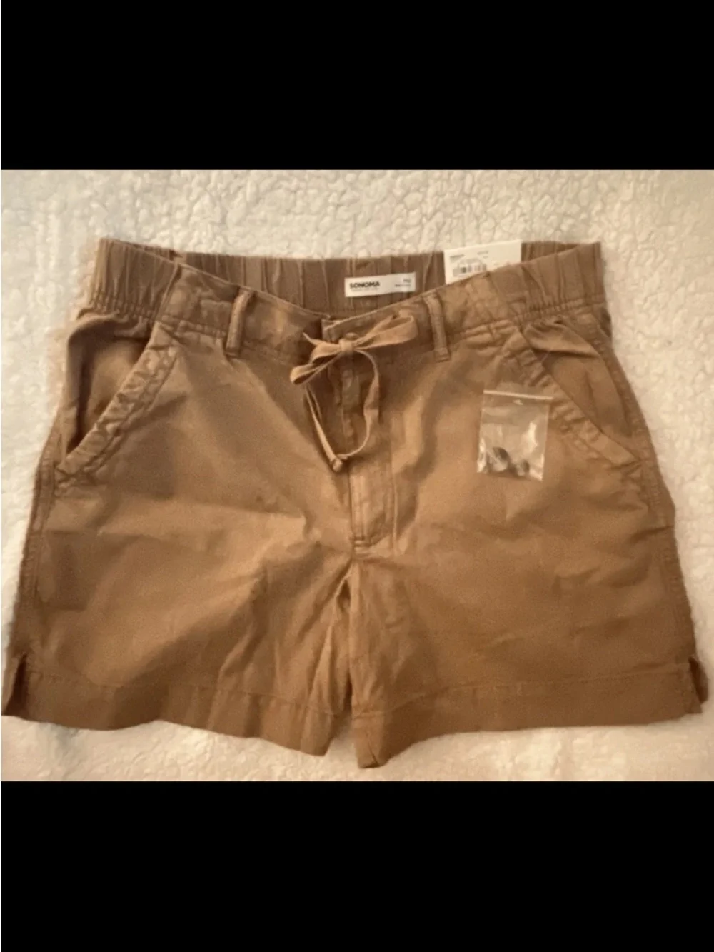 NWT Women’s Sonoma Shorts Size Petite Medium Khaki Brown Utility Short Shorts - Picture 1 of 6